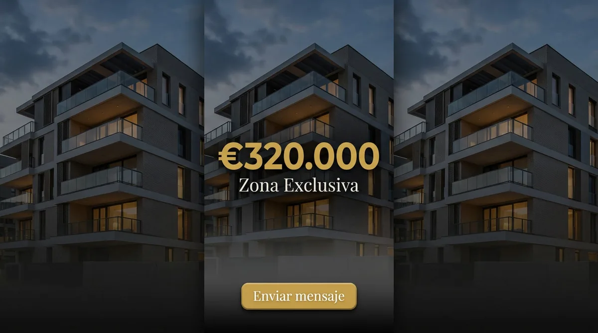 Story inmobiliaria tipo escaparate con foto de propiedad, precio en grande, zona exclusiva y botón de enviar mensaje
